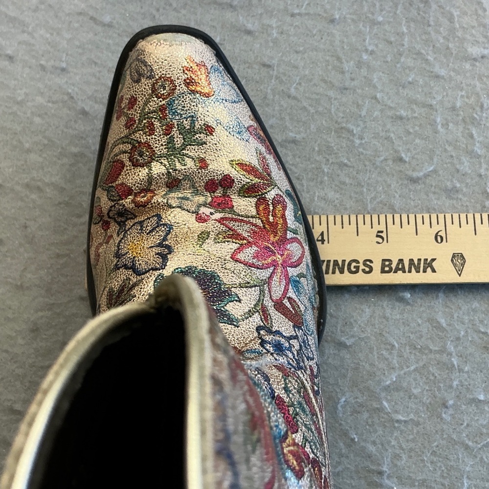 Roper Metallic Gold Floral Western Cowboy Boots 6 Snip Toe Ankle Booties READ - Picture 8 of 15